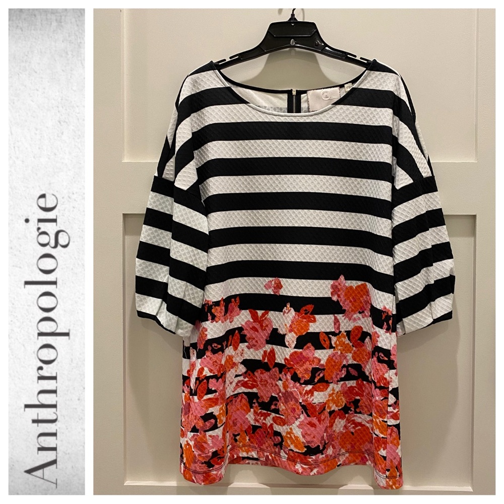 Anthropologie Linnea Floral Stripe Tunic by Postmark